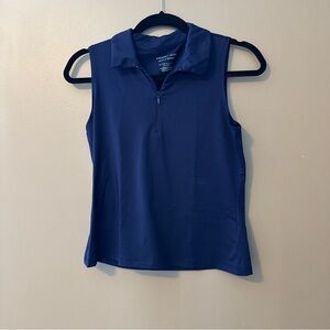 Women's Navy Sleeveless Polo Top